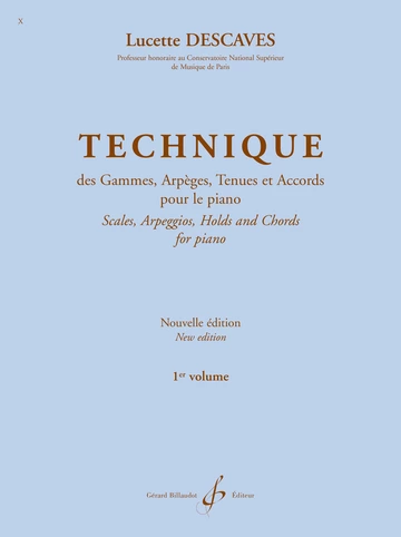 Technique des gammes, arpèges, tenues et accords. Volume 1 Visuel